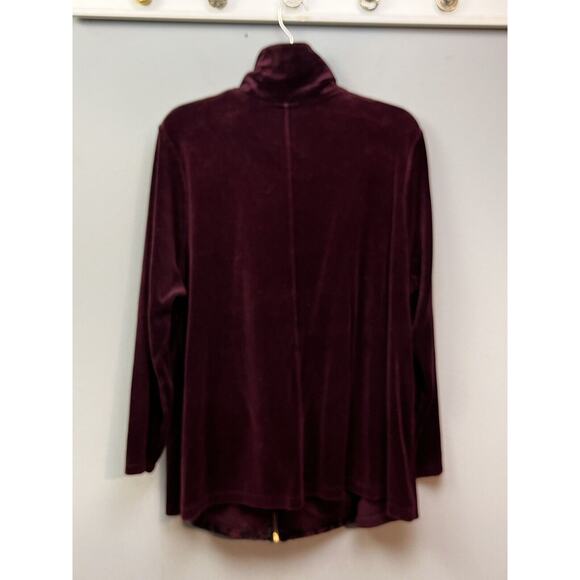 Catherines Jacket Womens Size 1X 18/20 Burgundy Paisley Velour Full Zip Front - Picture 2 of 7
